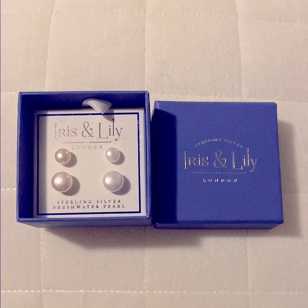 Iris & Lily Sterling Silver Freshwater Pearl Earrings